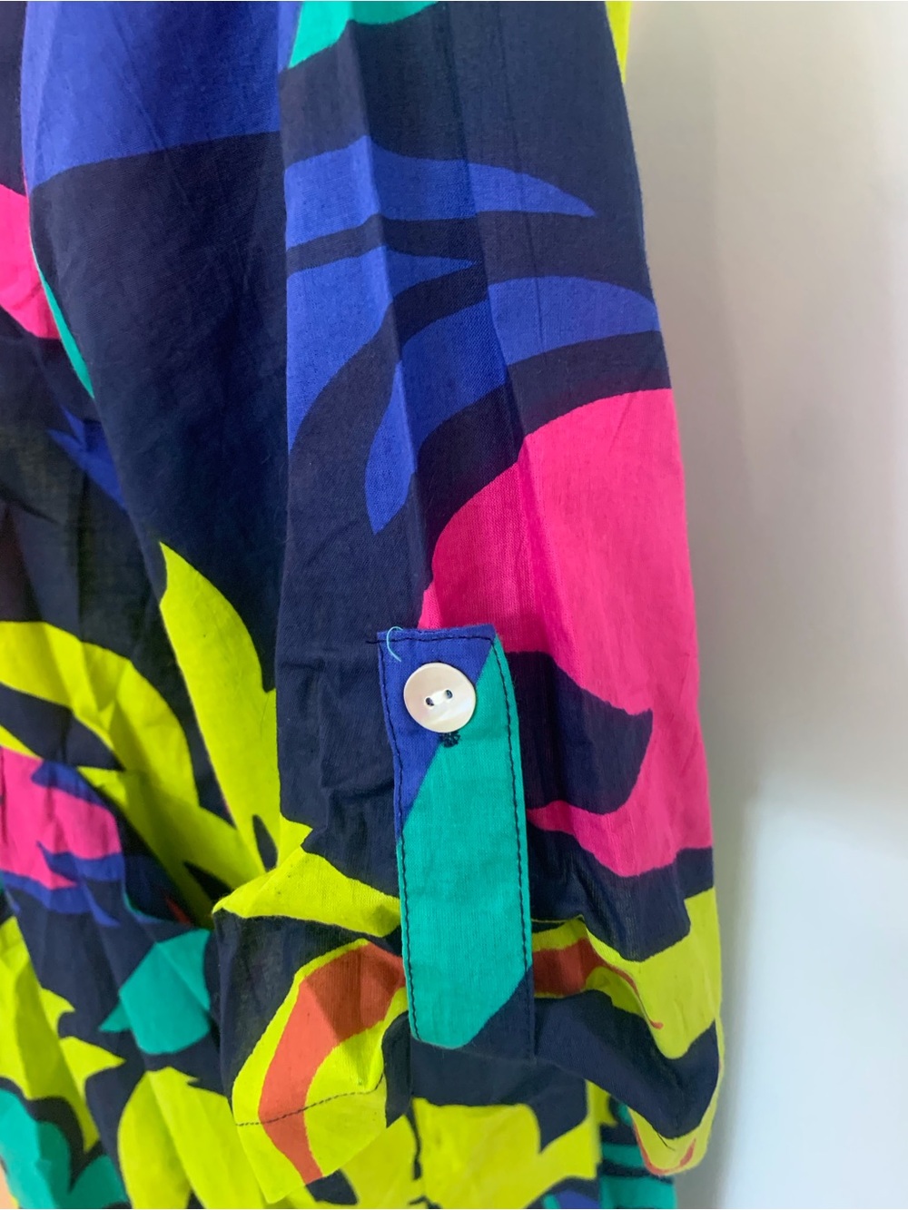 Vibrant Tropical Print Midi Dress - Green/Pink/Blue - Picture 6 of 8